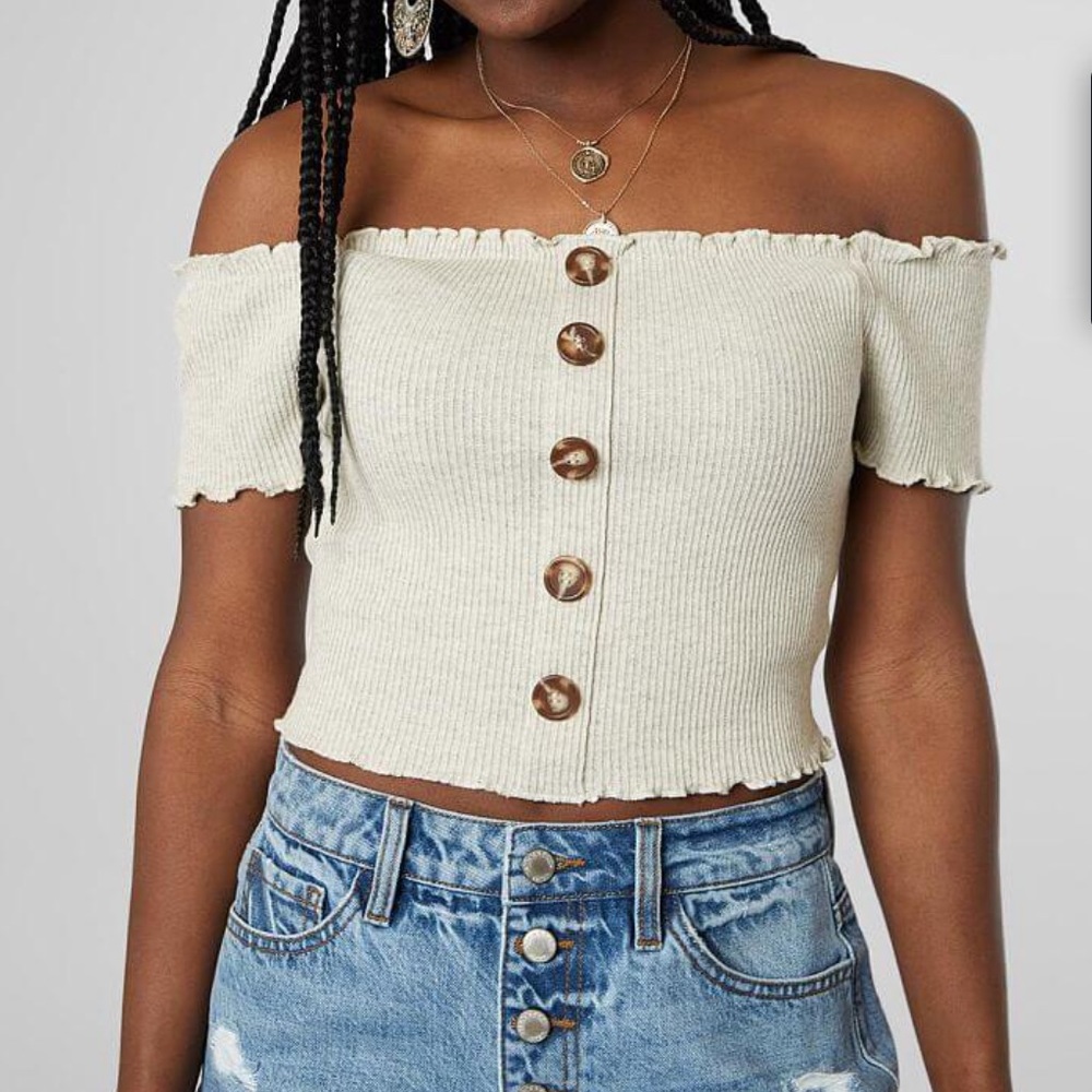 June & Hudson Off the Shoulder Crop Top